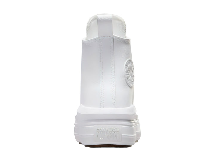 Tenis Converse Chuck Taylor All Star Platform Move de cuero color blanco, bota alta con suela de plataforma.