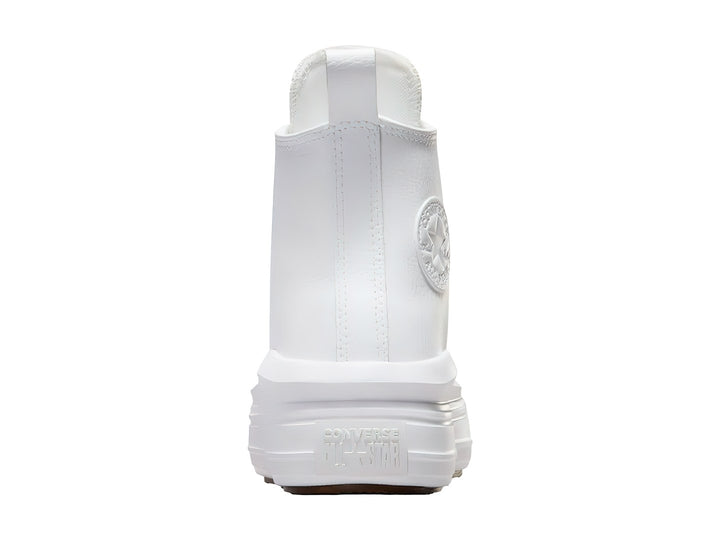 Tenis Converse Chuck Taylor All Star Platform Move de cuero color blanco con suela de plataforma elevada.