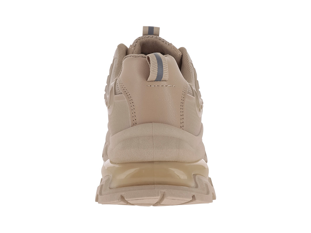 Tenis ATOK color khaki con suela gruesa y plataforma, diseño deportivo moderno en material sintético.