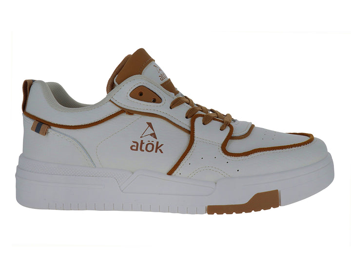 Tenis ATOK Blanco con Detalles Khaki para Hombre