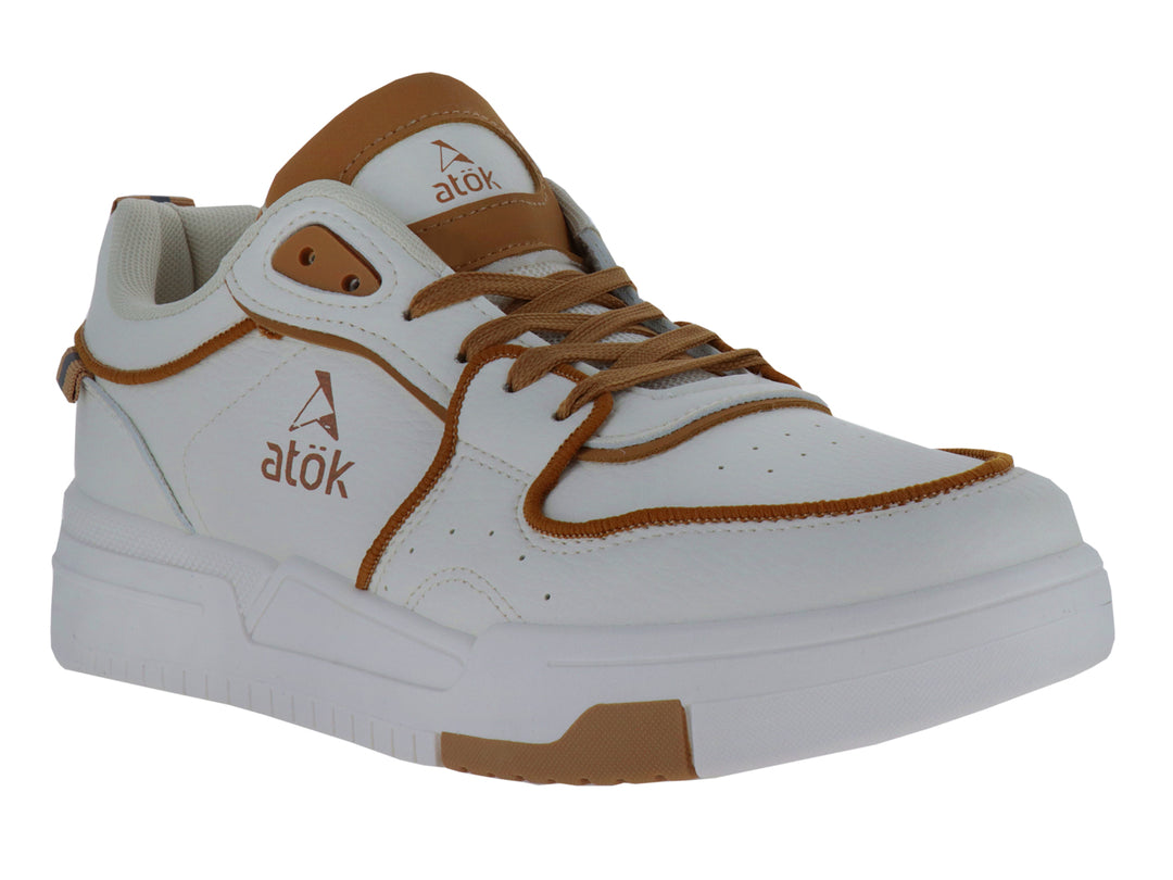Tenis ATOK Blanco con Detalles Khaki para Hombre
