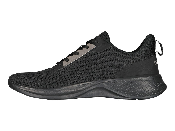 Tenis deportivos Charly color negro con detalles en gris y suela negra.