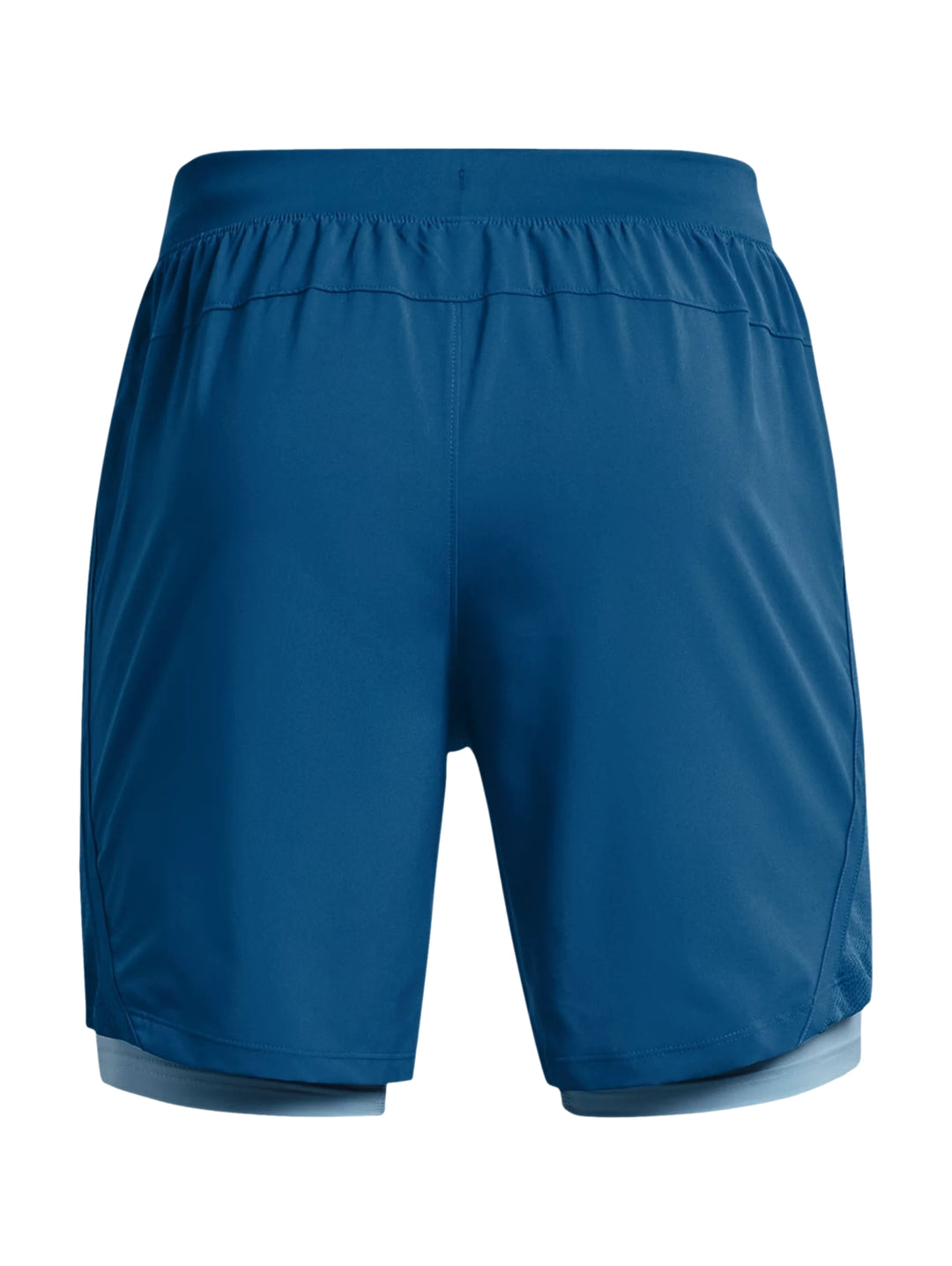 Shorts deportivos Under Armour color azul con forro interno gris para hombre.
