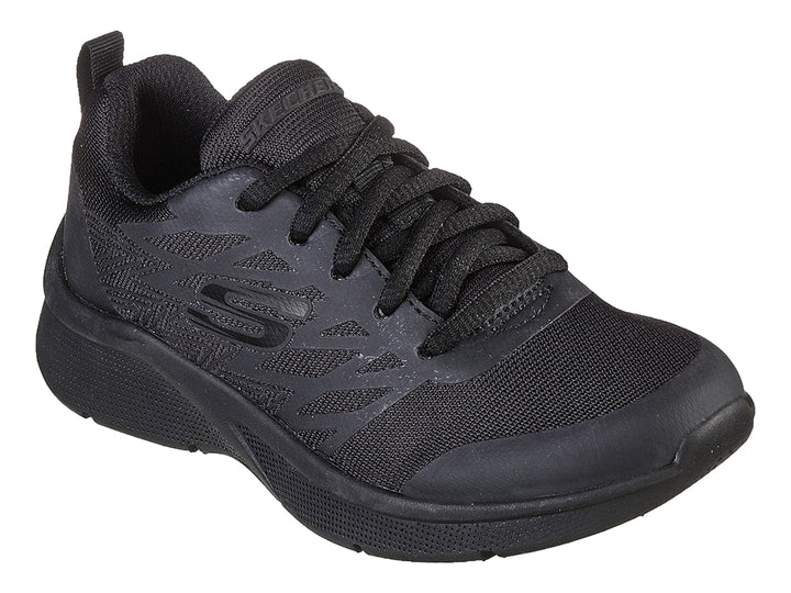 Tenis deportivos Skechers para Niño en color negro con tejido de malla y suela robusta.