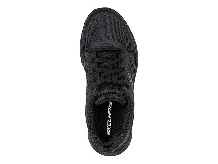 Tenis deportivos Skechers para Niño en color negro con tejido de malla y suela robusta.