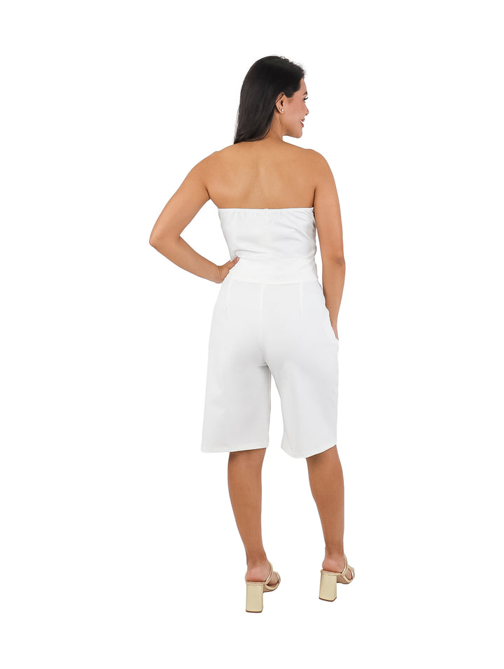 Conjunto de Short y Chaleco Strapless XIXI Color Ivori para Mujer