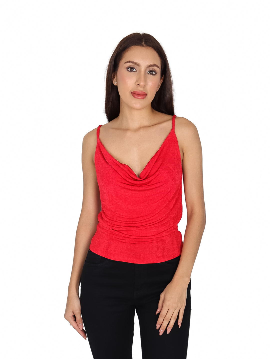 Blusa XIXI Roja de Tirantes Cuello Columpio para Mujer