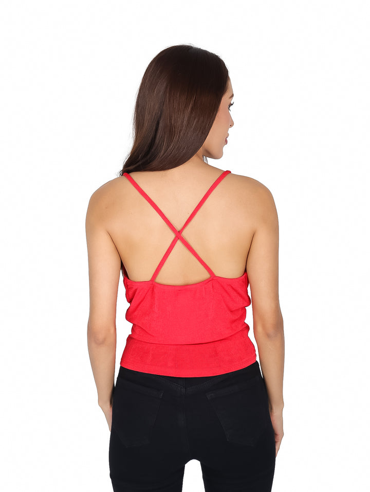 Blusa XIXI Roja de Tirantes Cuello Columpio para Mujer