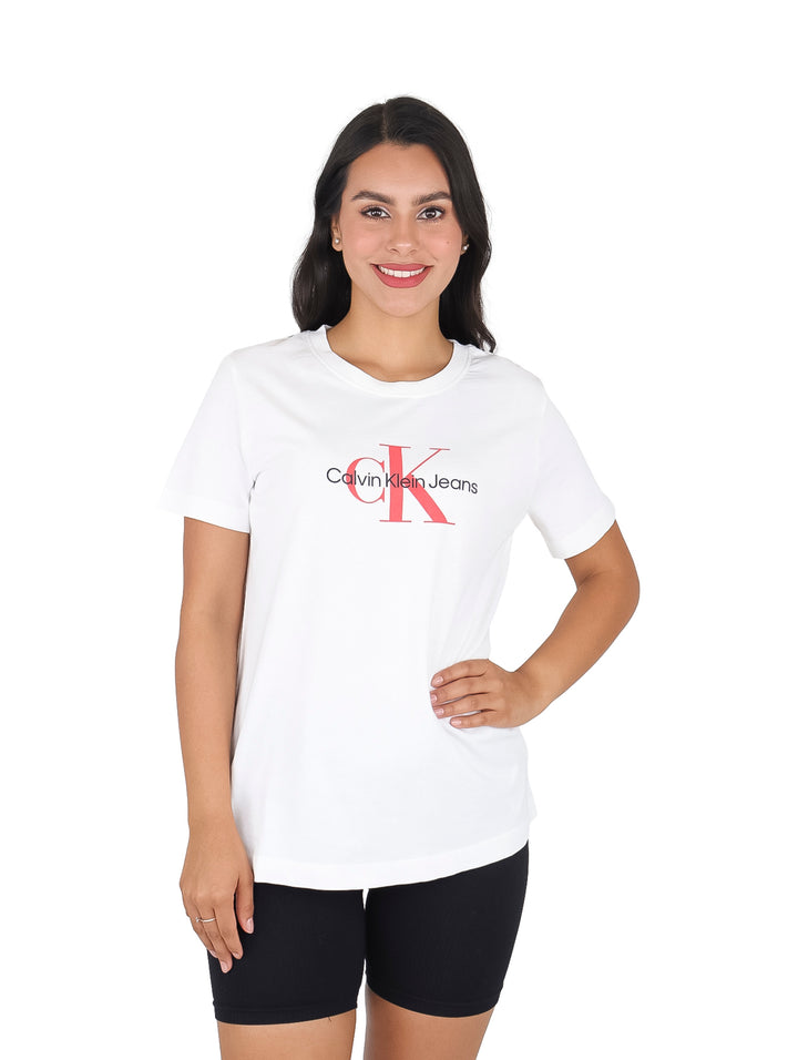 Playera Calvin Klein Archival Monologo Blanco para Mujer