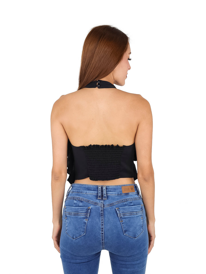Blusa Halter London Fashion Negro para Mujer
