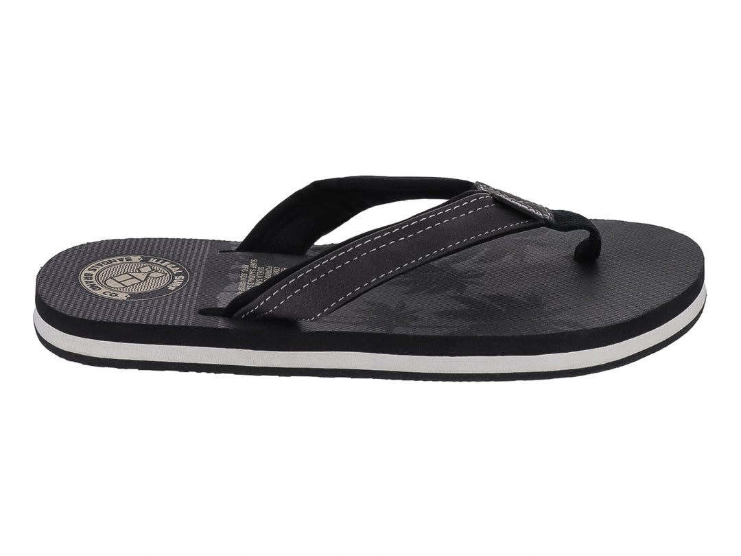 Sandalias de dedo marca Illegal en color negro con suela blanca y detalles en la plantilla.