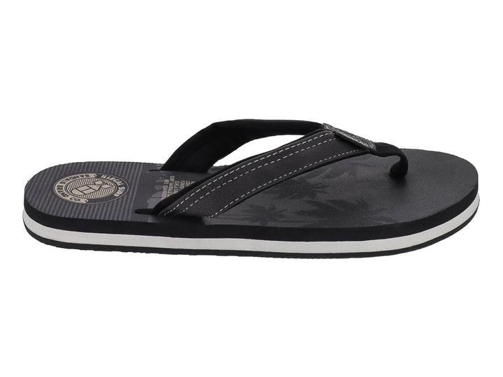 Sandalias de dedo marca Illegal en color negro con suela blanca y detalles en la plantilla.
