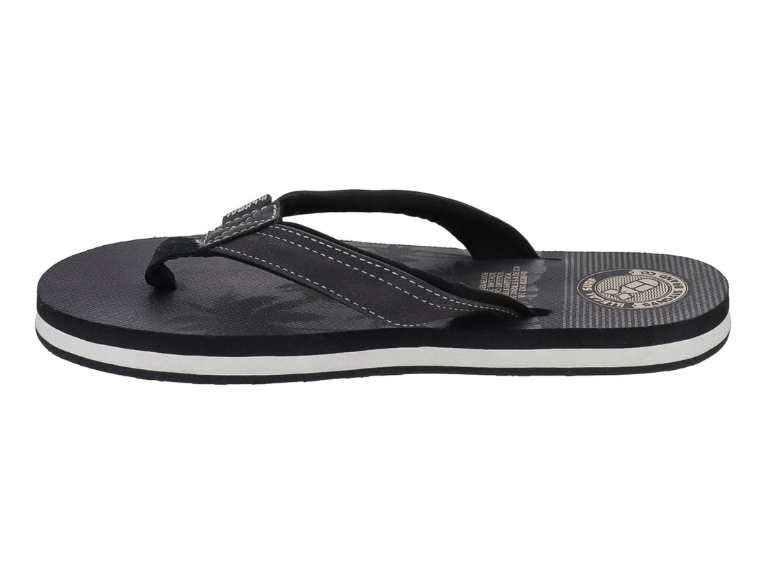 Sandalias de dedo marca Illegal en color negro con suela blanca y detalles en la plantilla.