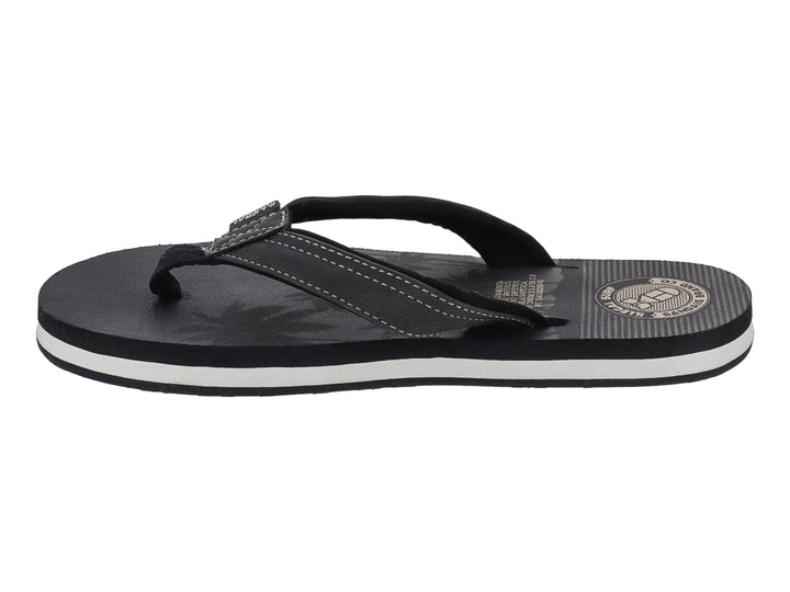 Sandalias de dedo marca Illegal en color negro con suela blanca y detalles en la plantilla.