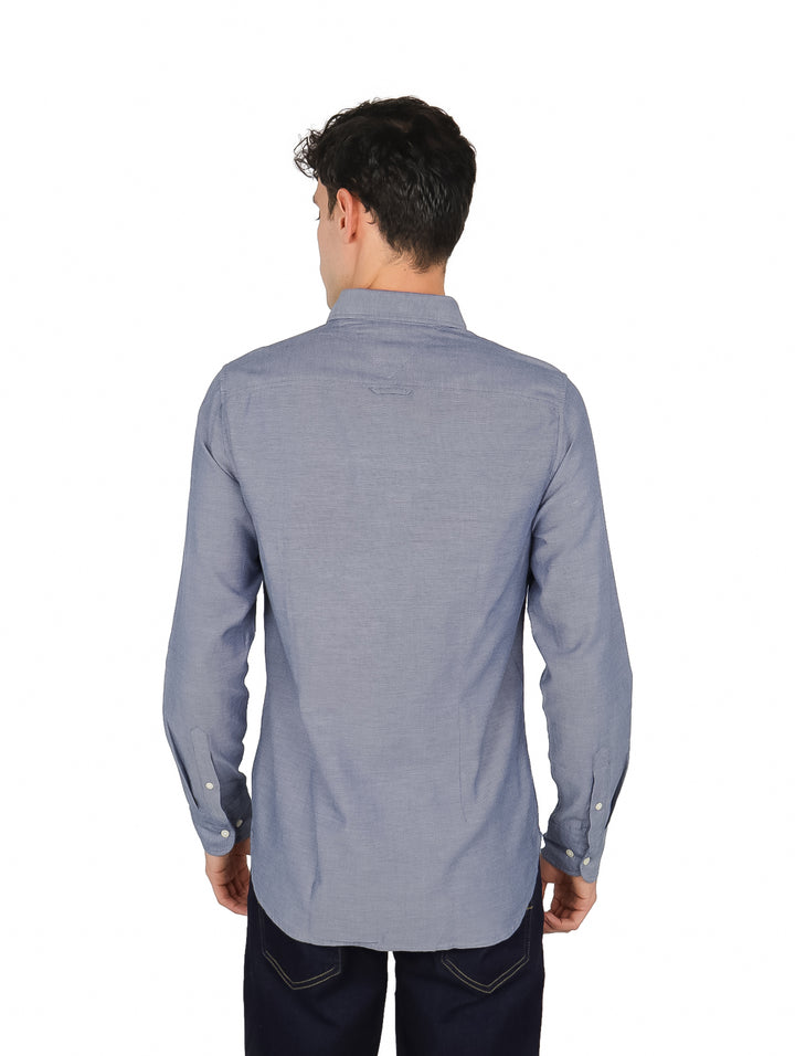 Camisa Tommy Hilfiger Manga Larga Carbon Navy para Hombre
