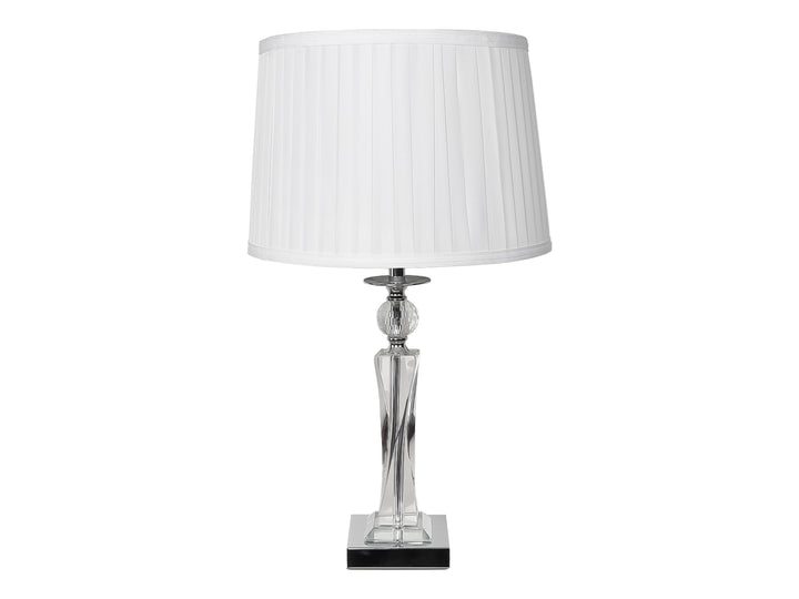 Lámpara de Mesa Kelder Blanco Pantalla Textil y Base Vidrio