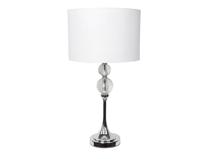 Lámpara de Mesa Kelder Blanco con Pantalla Textil y Base de Vidrio