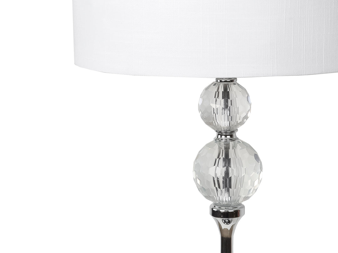 Lámpara de Mesa Kelder Blanco con Pantalla Textil y Base de Vidrio