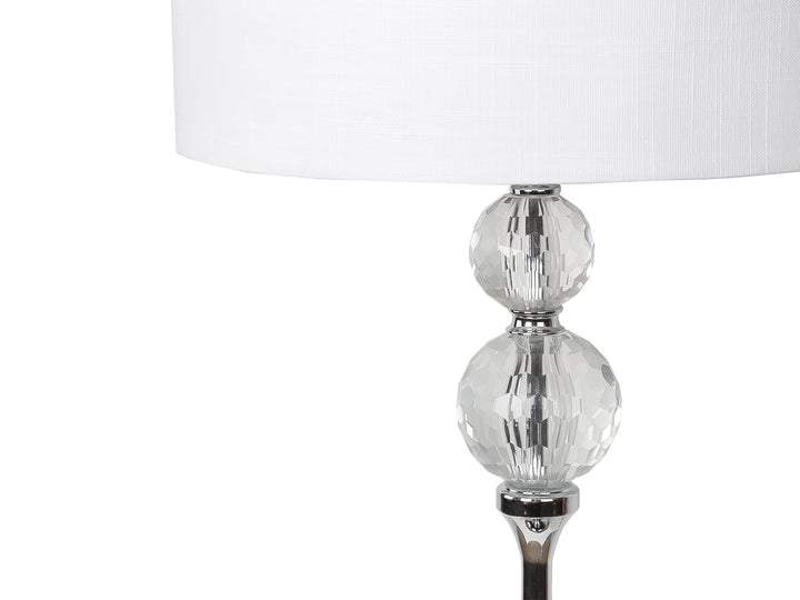 Lámpara de Mesa Kelder Blanco con Pantalla Textil y Base de Vidrio