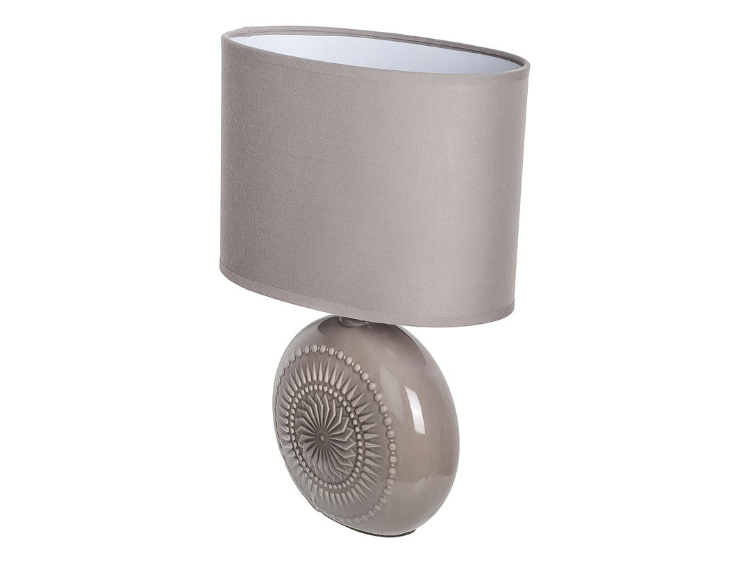 Lámpara de Mesa Kelder Chocolate Base Cerámica y Pantalla Textil