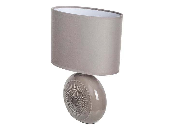 Lámpara de Mesa Kelder Chocolate Base Cerámica y Pantalla Textil