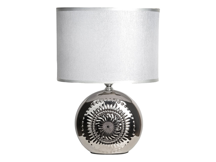 Lámpara de Mesa Kelder Plata Base Cerámica y Pantalla Textil Unisex