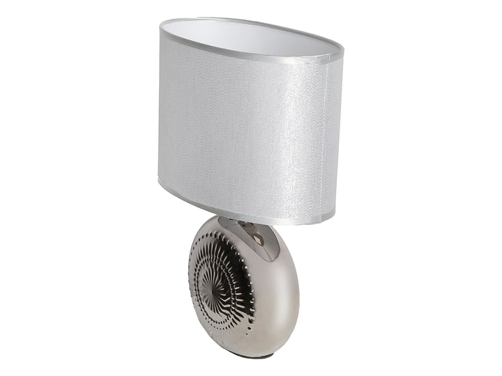 Lámpara de Mesa Kelder Plata Base Cerámica y Pantalla Textil Unisex