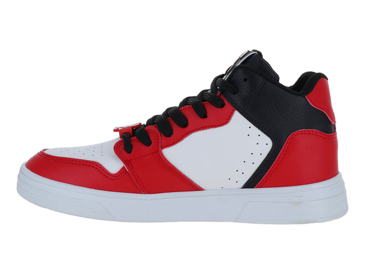 Tenis infantiles marca Clasben en colores rojo, blanco y negro con suela blanca.