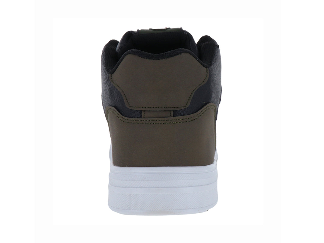 Tenis casuales Clasben en colores blanco, verde oliva y negro con suela blanca.