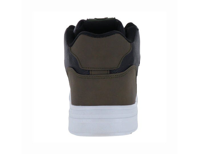 Tenis casuales Clasben en colores blanco, verde oliva y negro con suela blanca.
