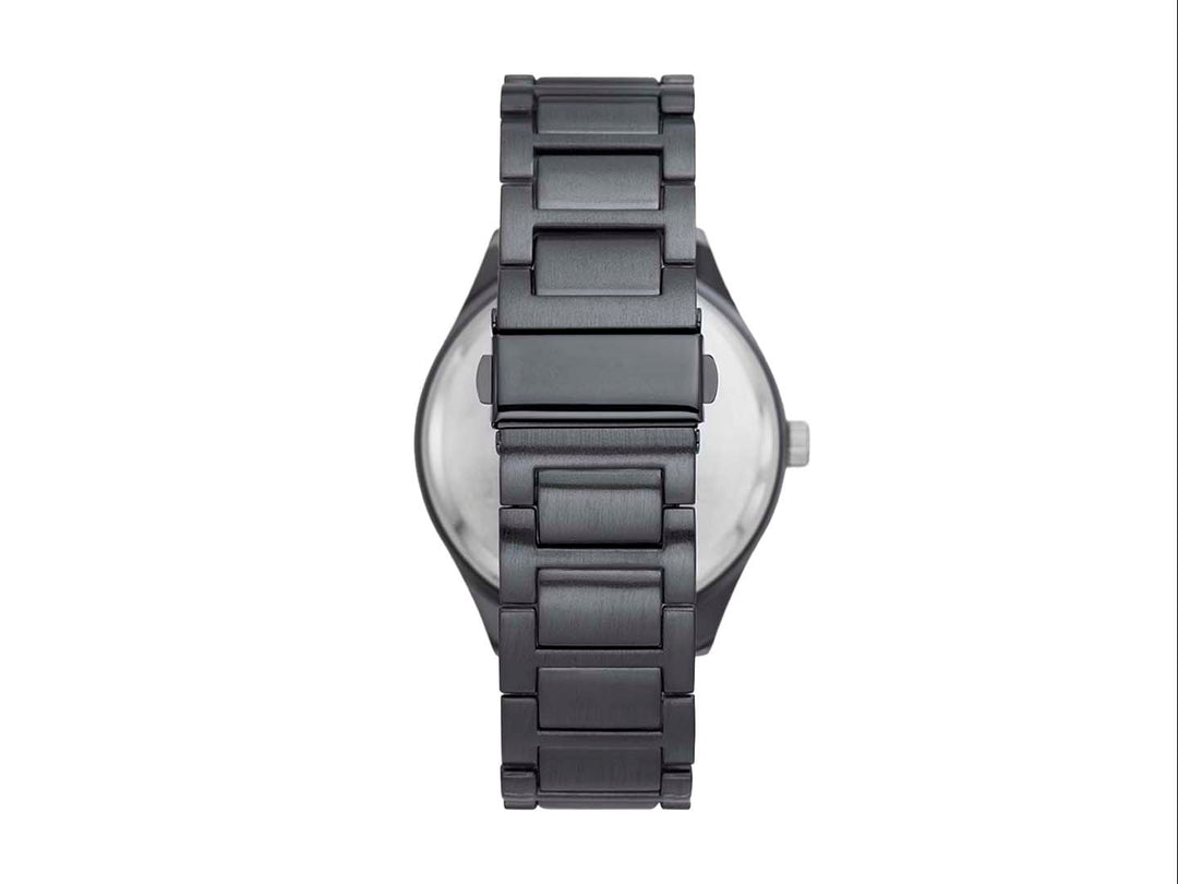 Set de 3 piezas FOLIO compuesto por un reloj, una pulsera y un collar en colores negro y plateado.