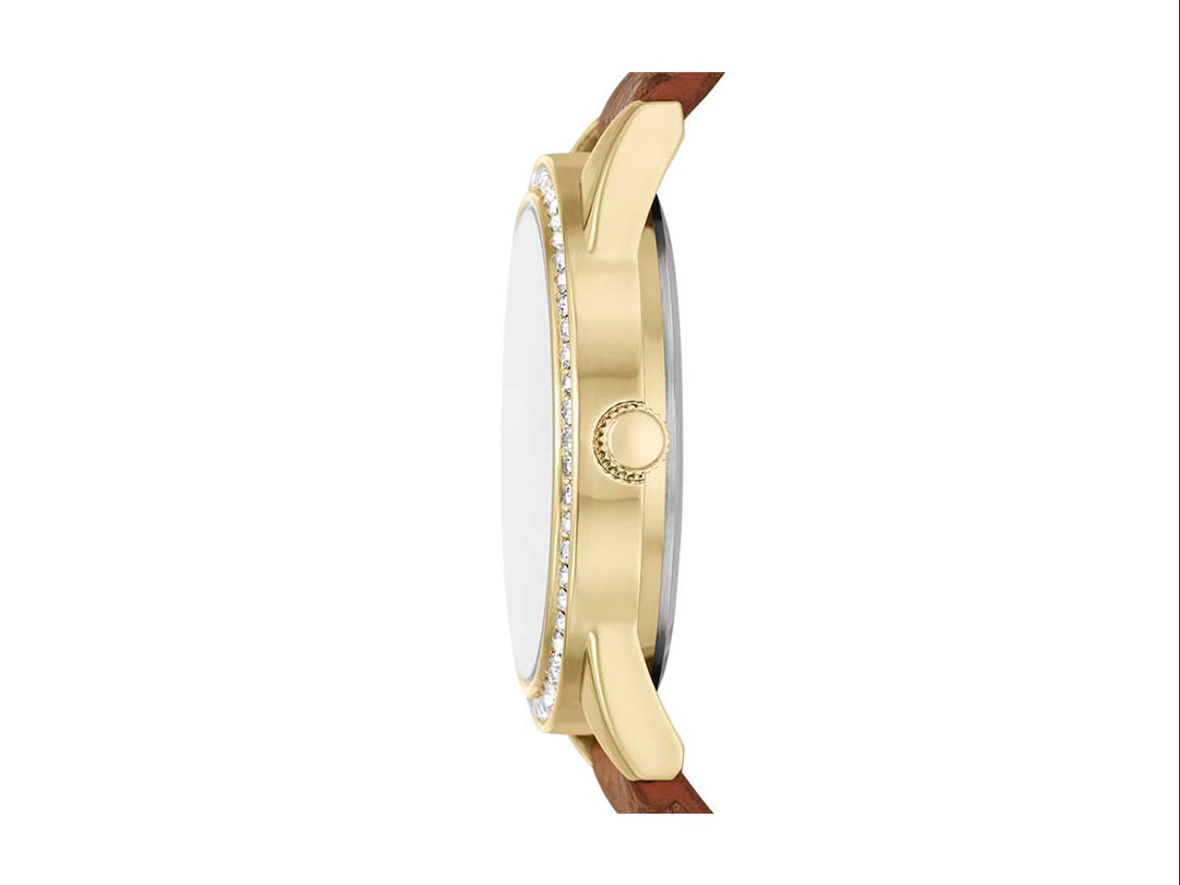 Set de 3 piezas para Mujer marca Folio en color café, incluye reloj, cartera y pulsera de cuentas.