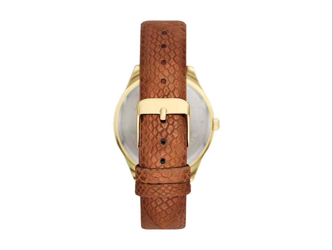 Set de 3 piezas para Mujer marca Folio en color café, incluye reloj, cartera y pulsera de cuentas.