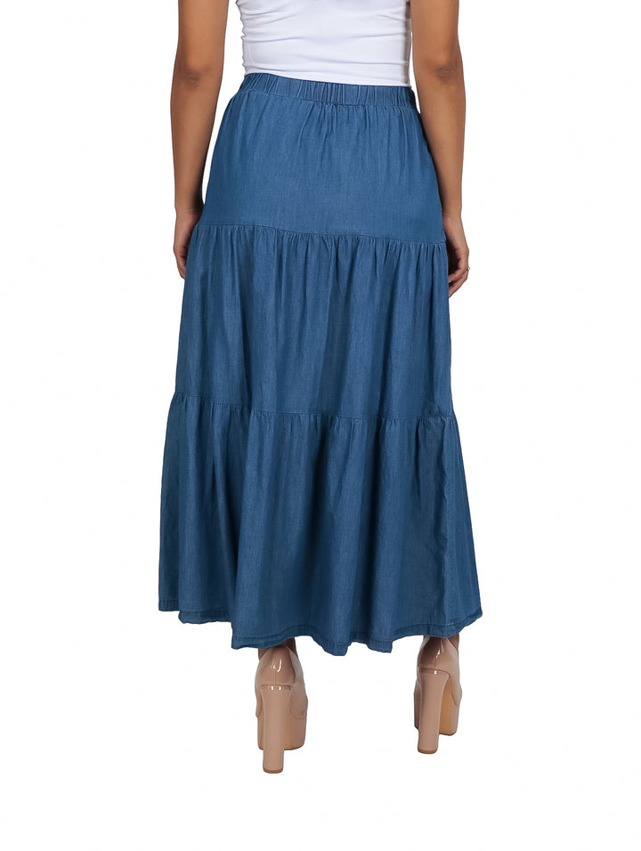 Falda Larga de Mezclilla Forever Doble Stone para Mujer