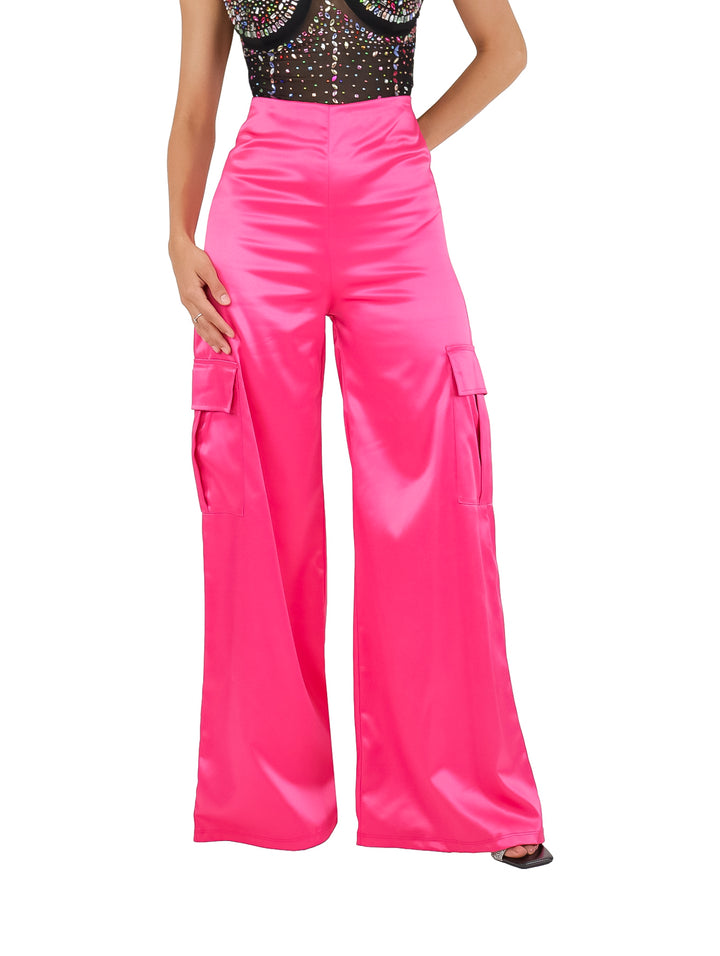 Pantalón Cargo Satín Fucsia Frikha para Mujer