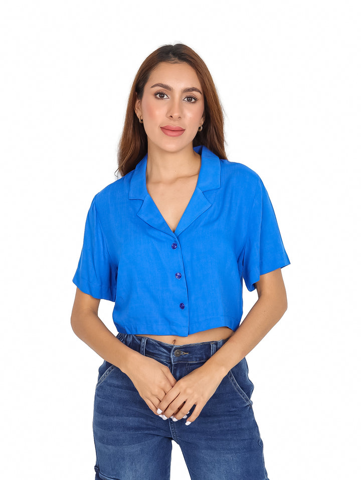 Camisa Corta Frikha Azul Turquesa para Mujer