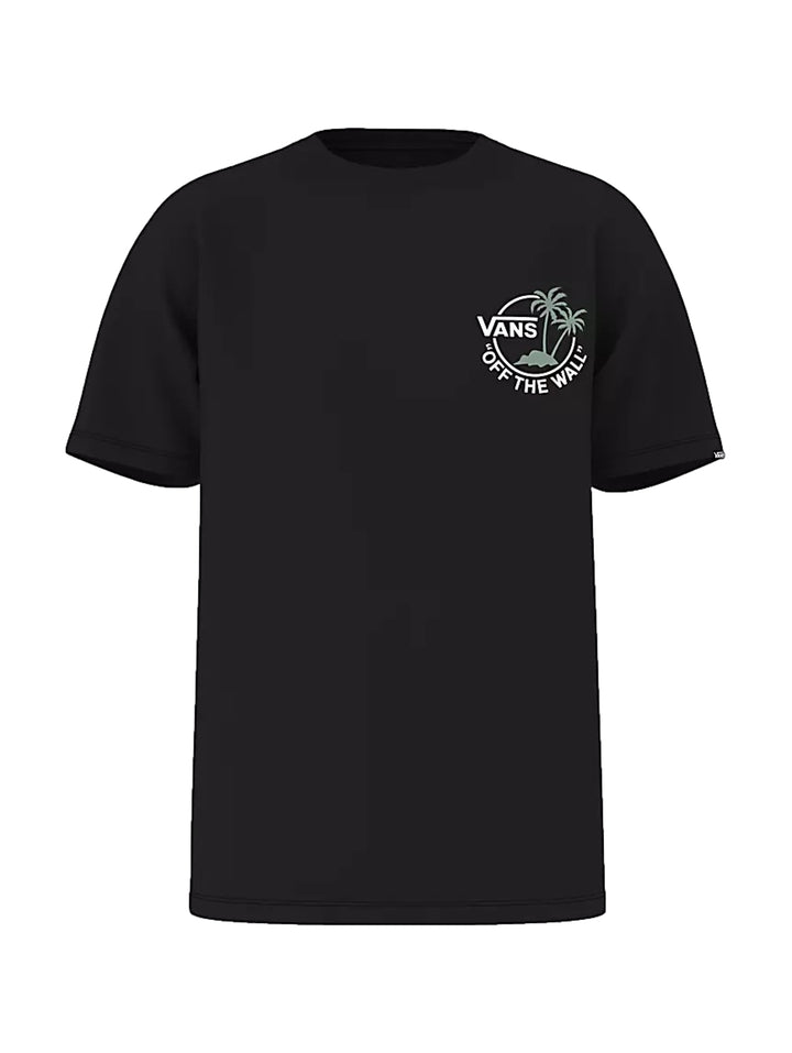 Camiseta negra de manga corta con logotipo de Vans en el pecho en color verde iceberg.