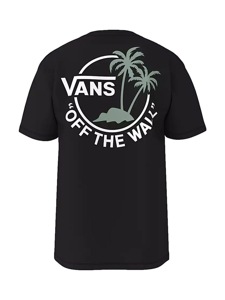 Camiseta negra de manga corta con logotipo de Vans en el pecho en color verde iceberg.