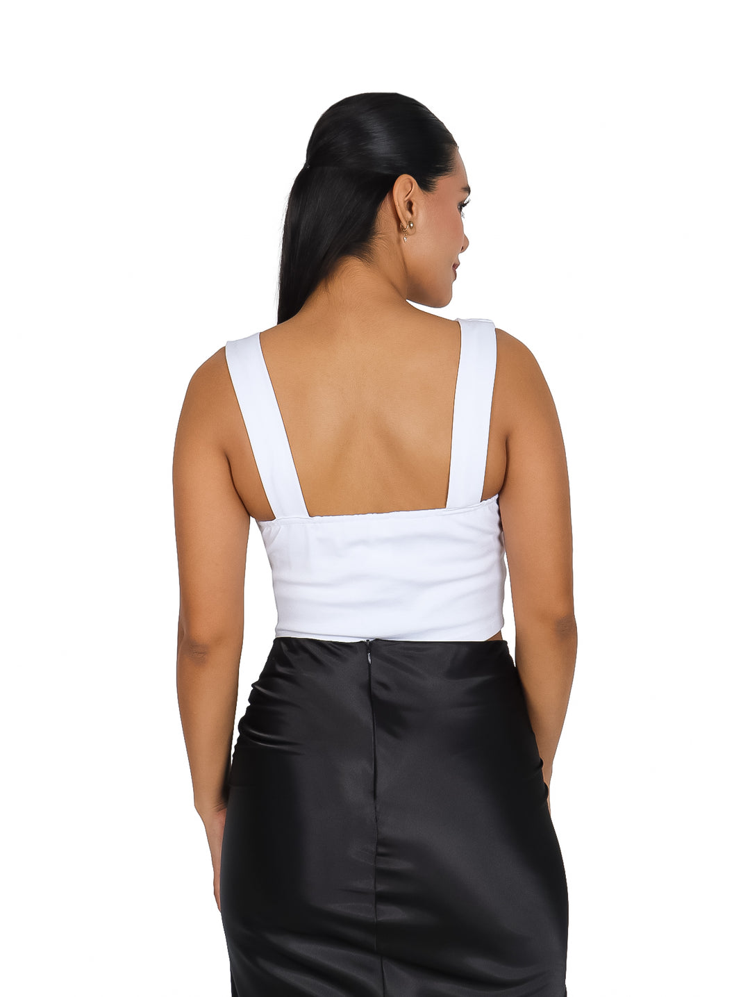 Crop Top Ingrid Ivory Escote en V para Mujer