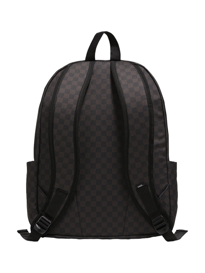 Mochila escolar Vans con estampado de cuadros en colores negro y gris oscuro.