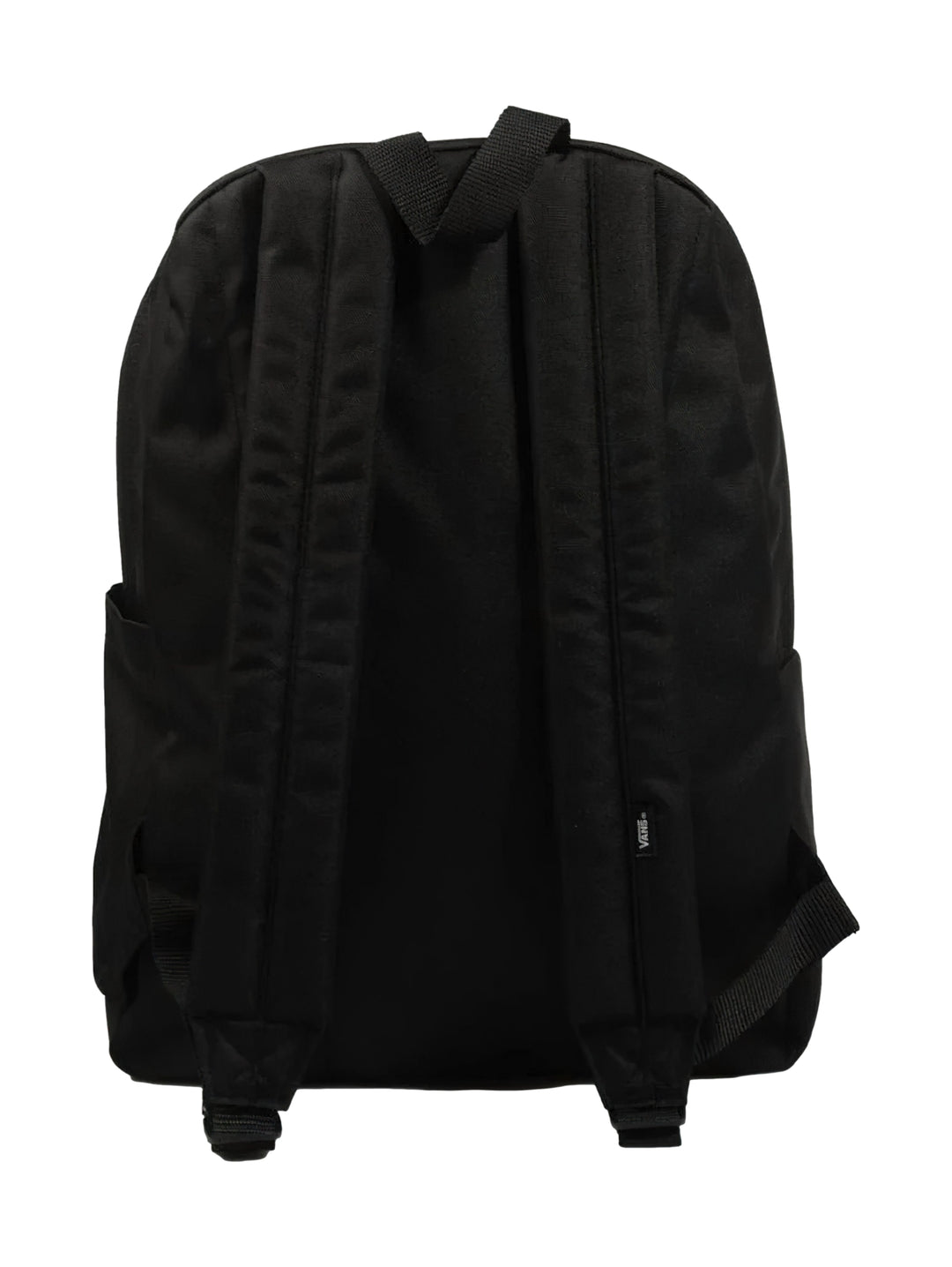 Mochila escolar Vans de color negro con logotipo blanco frontal.