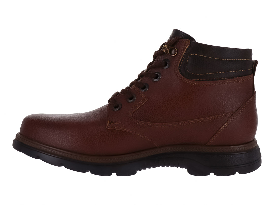 Bota casual color marrón miel con cordones y suela negra.