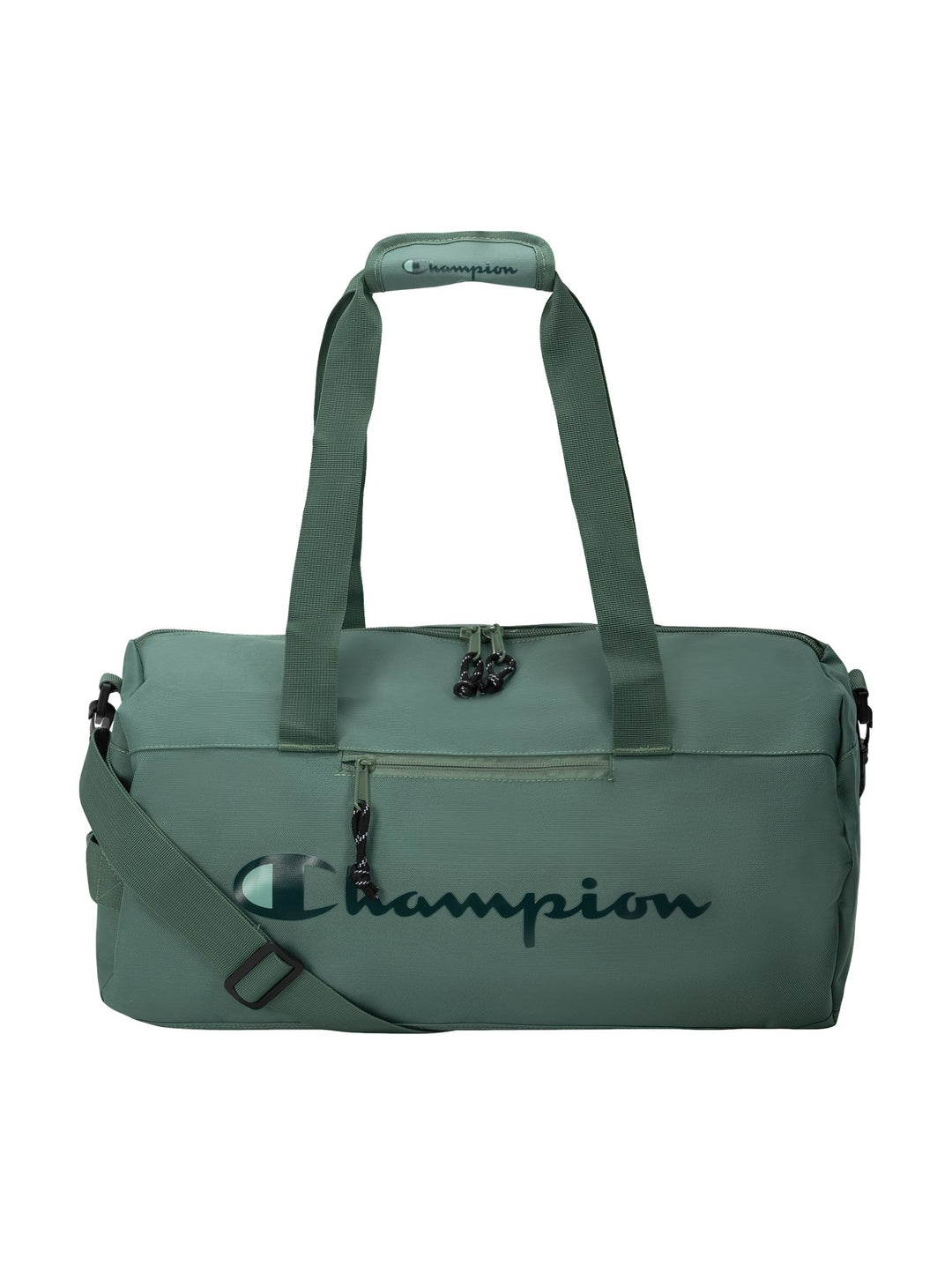 Bolsa de deporte Champion Velocity en color verde con asas y correa ajustable.