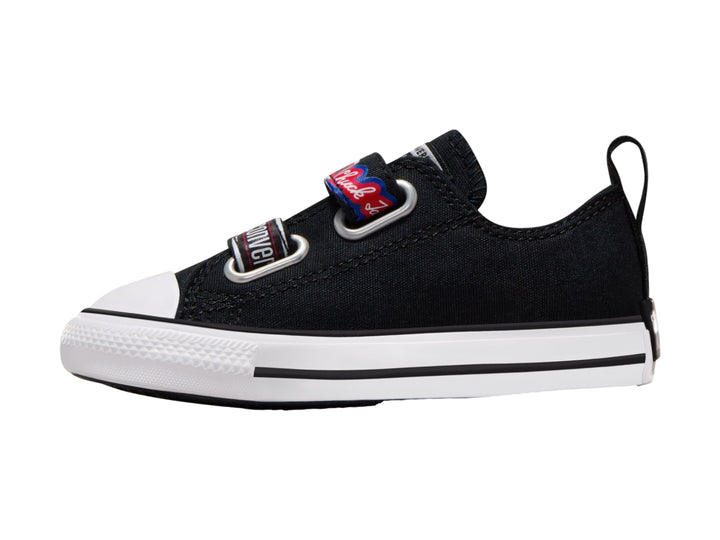 Tenis Converse negros con suela blanca y cierres de velcro para Niño.