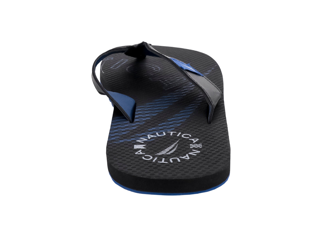 Sandalias Nautica Troy color negro con detalles en azul en la suela y la correa.