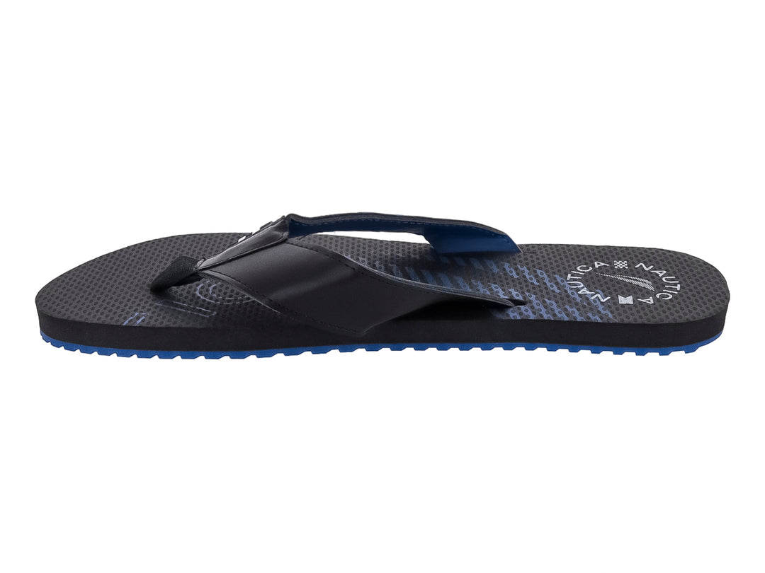 Sandalias Nautica Troy color negro con detalles en azul en la suela y la correa.