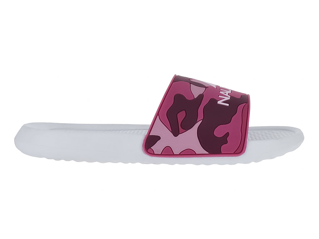 Sandalia Nautica Siren 20 para niña en color rosa con estampado de camuflaje y suela blanca.