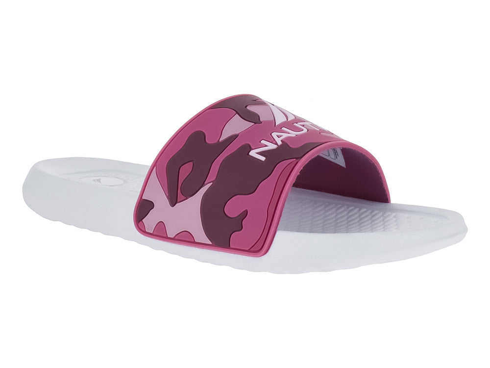 Sandalia Nautica Siren 20 para niña en color rosa con estampado de camuflaje y suela blanca.