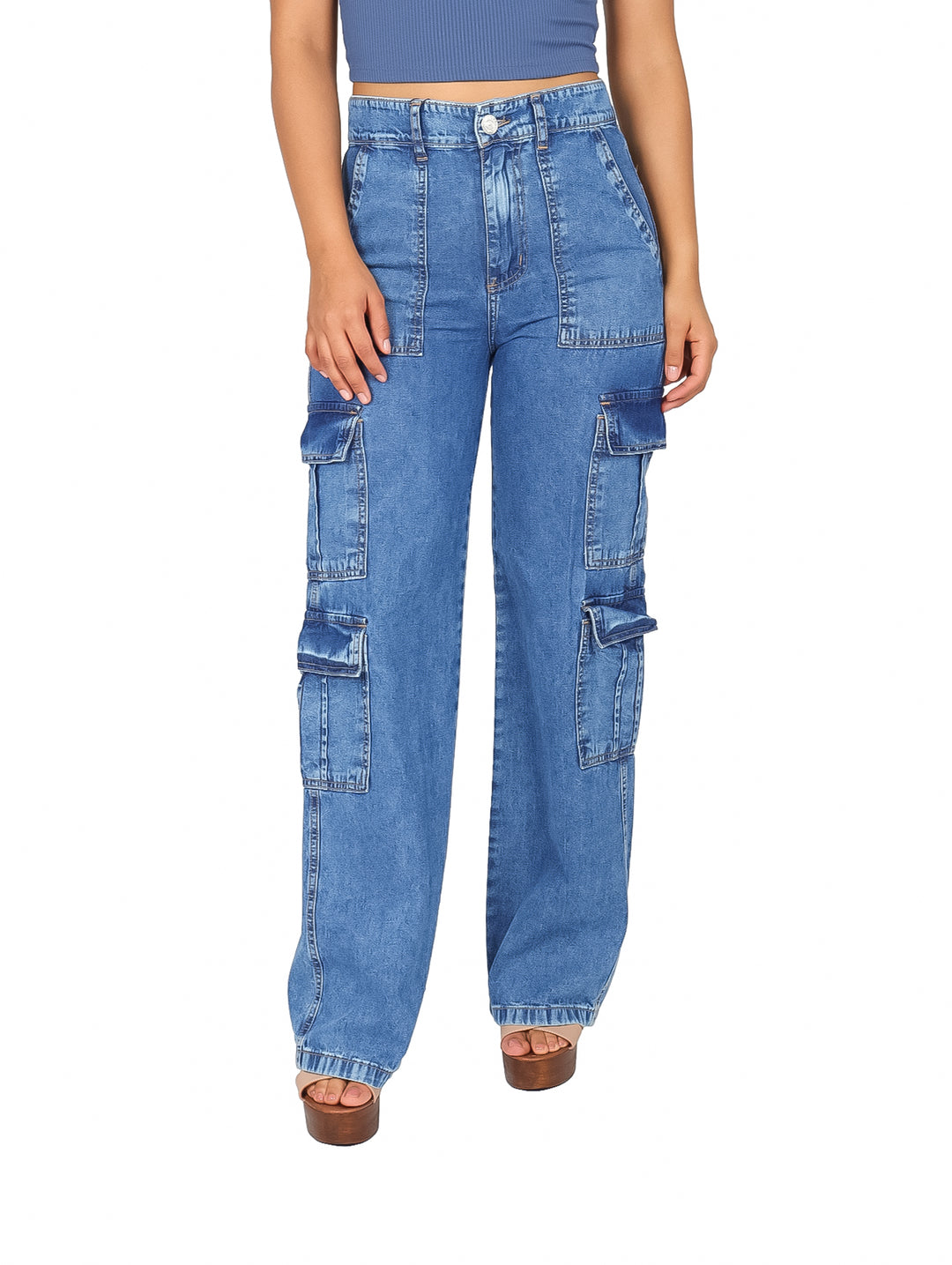 Pantalones Cargo Mezclilla Dolce and Amaro Color DB Stone para Mujer
