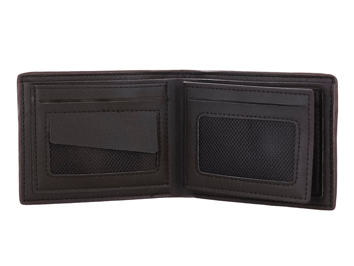 Cartera de cuero color marrón oscuro con diseño clásico y logo Zestini grabado en la parte inferior.